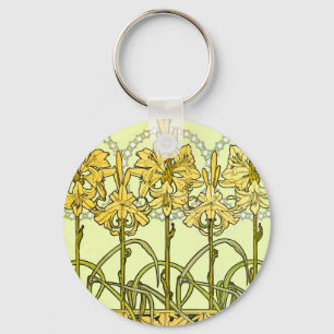 Antike Alphonse Mucha Art Nouveau Lilien Muster Schlüsselanhänger