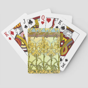 Antike Alphonse Mucha Art Nouveau Lilien Muster Spielkarten