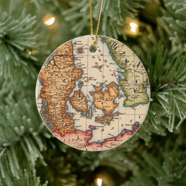 Antike Alte Karte Inspiriert (10) Keramik Ornament (Baum)