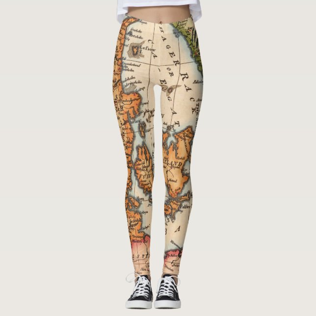 Antike Alte Karte Inspiriert (10) Leggings (Vorderseite)