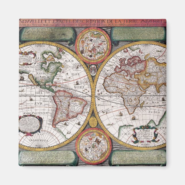 Antike Alte Karte Inspiriert (12) Magnet (Vorne)