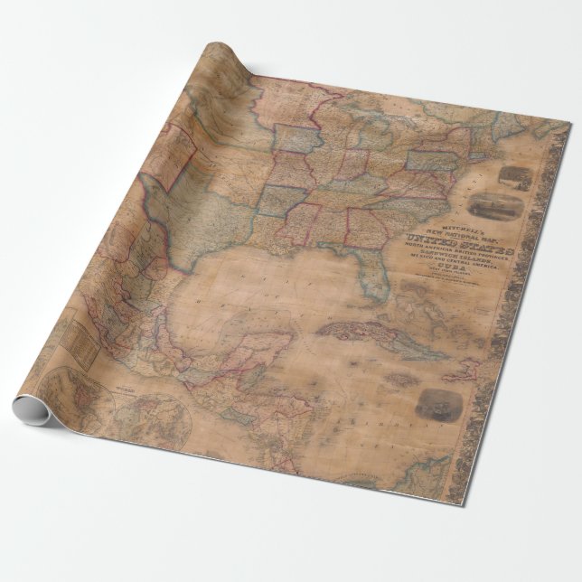 Antike Alte Karte Inspiriert (13) Geschenkpapier (Ungerollt)