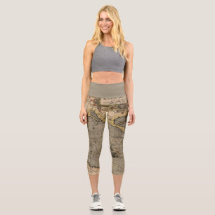 Antike Alte Karte Inspiriert (14) Gepäckanhänger Capri Leggings