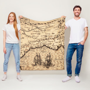 Antike alte Karte inspiriert (3) Fleecedecke