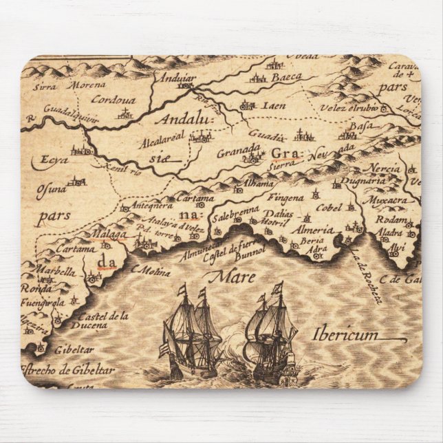 Antike Alte Karte Inspiriert (3) Mousepad (Vorne)
