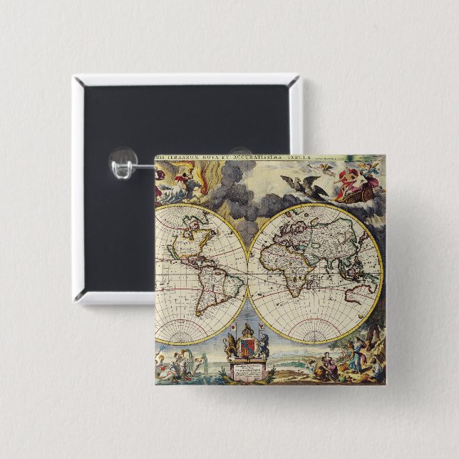 Antike Alte Karte Inspiriert (4) Button (Vorne & Hinten)