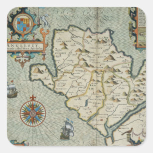 Antike Alte Karte Inspiriert (7) Quadratischer Aufkleber