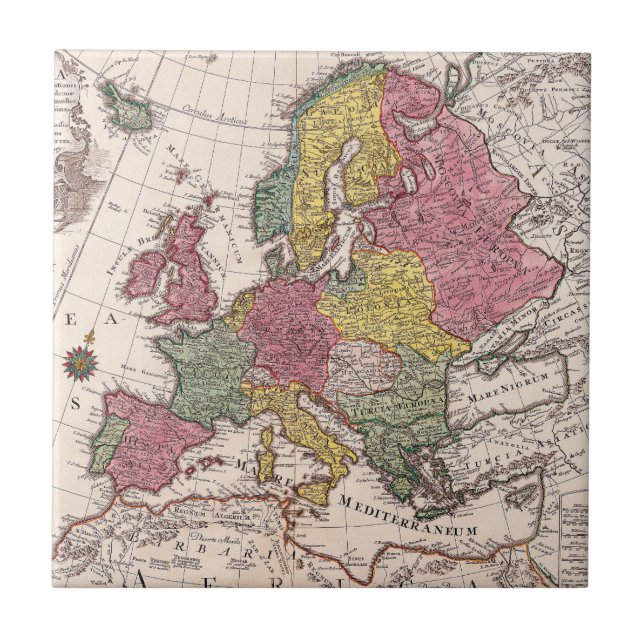 Antike Alte Karte Inspiriert (9) Fliese (Vorderseite)