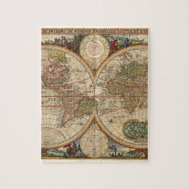 Antike alte seltene und historische Weltkarte (Vertikal)