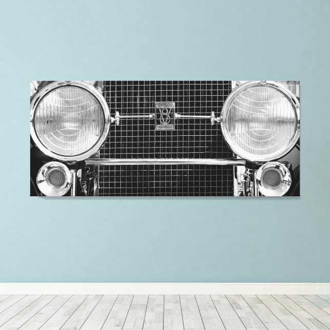 Antike Alte Timer Cadillac Scheinwerfer Leinwanddruck (Insitu (Holzboden))