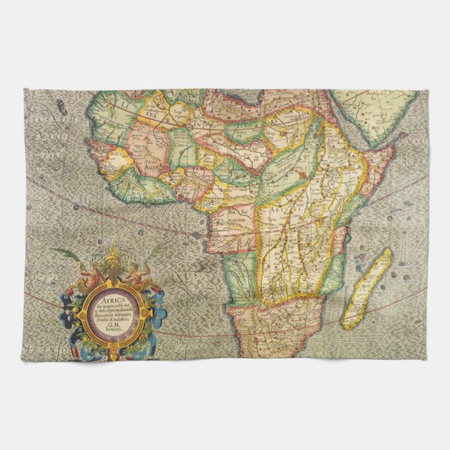 Antike Alte Welt Gerardus Mercator Karte Afrikas Küchentuch (Horizontal)