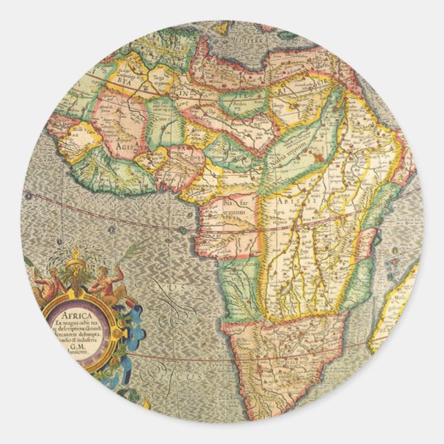 Antike Alte Welt Gerardus Mercator Karte Afrikas Runder Aufkleber (Vorderseite)