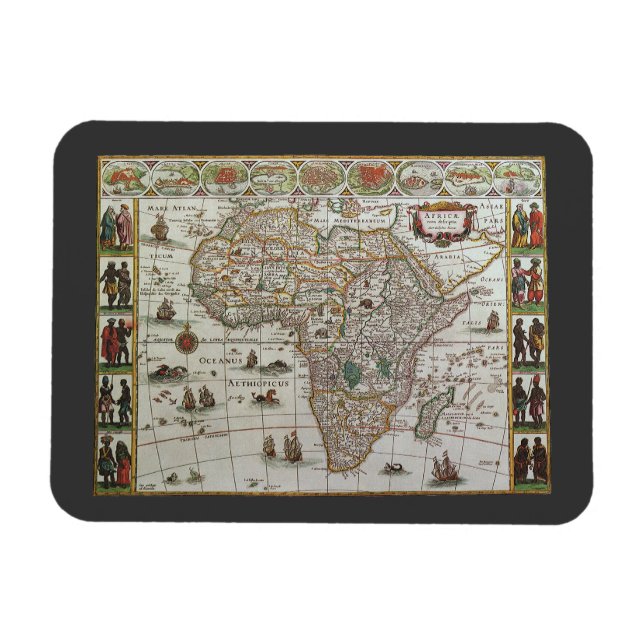 Antike alte Weltkarte Afrikas, c. 1635 Magnet (Horizontal)