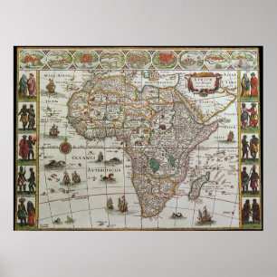 Antike alte Weltkarte Afrikas, c. 1635 Poster