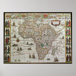 Antike alte Weltkarte Afrikas, c. 1635 Poster