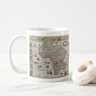 Antike alte Weltkarte Afrikas von Blaeu, ca. 1635 Kaffeetasse