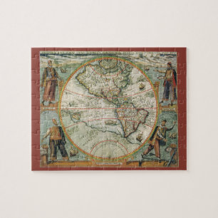 Antike alte Weltkarte der Amerikas, 1597