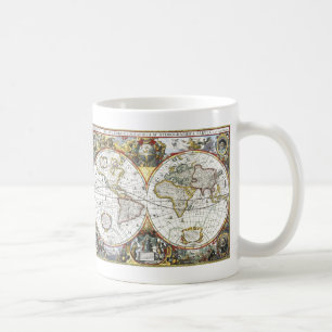 Antike alte Weltkarte von Hendrik Hondius, 1630 Kaffeetasse