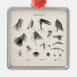 Antike Angelköder Angelhaken aus dem 19. Jahrhunde Silbernes Ornament