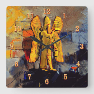 Antike Anunnaki Acrylmauer-Uhr Quadratische Wanduhr