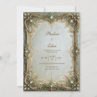 Antike Aqua-Juwel-Filigran-Rahmen-Hochzeit Einladung