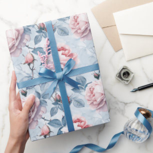 Antike Aquarell-Blume Rosa Rose Geschenkpapier