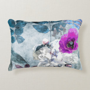Antike Aquarell-Blumen-Lilac-Mohn Dekokissen