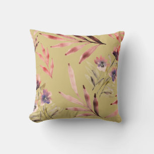 Antike Aquarell-Blumen und -Blätter Kissen