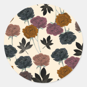 Antike Aquarell-Kräftige Herbstblumen Runder Aufkleber