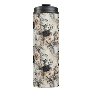 Antike Aquarell-Rosen in Beige, Schwarz, Creme Thermosbecher