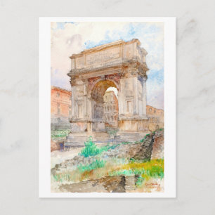 Antike Aquarellmalerei des Titusbogens in Rom, Ita Postkarte