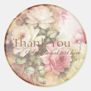 Antike Aquarellrosen viktorianische Blumen Floral Runder Aufkleber