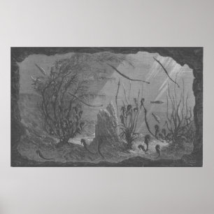 Antike Aquariumdruck-Seepferdfische Poster