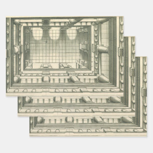 Antike Architektur, Atrium-Innenhof-Perspektive Geschenkpapier Set