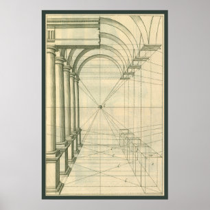 Antike Architektur, Bögen Säulen Perspektive Poster