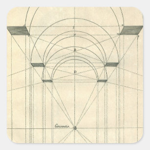 Antike Architektur, Renaissance-Bogen-Perspektive Quadratischer Aufkleber