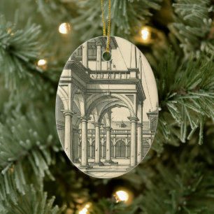 Antike Architektur, römischer Hof mit Säulen Keramik Ornament