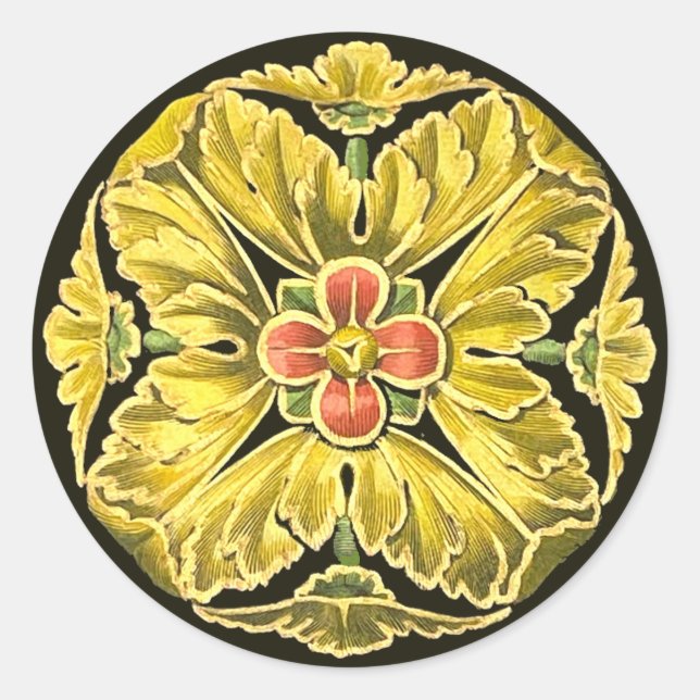 Antike Architektur Rosette Nr. 3 Runder Aufkleber (Vorderseite)
