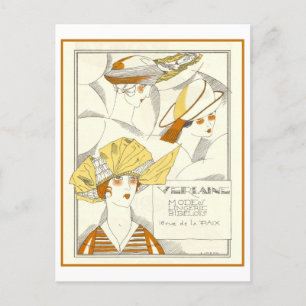 Antike Art Deco-Hutwerbung Postkarte