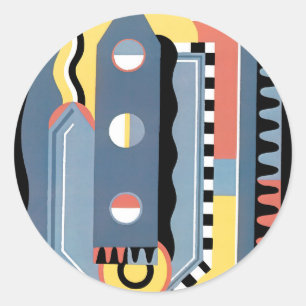 Antike Art Deco Pochoir Jazz geometrische Muster Runder Aufkleber
