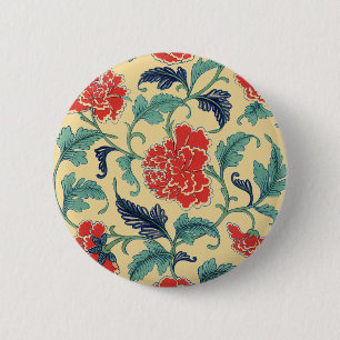 Antike Art Nouveau Chinesische Rote Blumige Chinoi Button