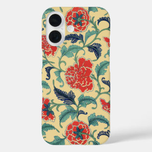 Antike Art Nouveau Chinesische Rote Blumige Chinoi iPhone 16 Hülle