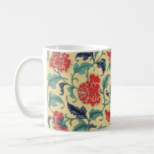 Antike Art Nouveau Chinesische Rote Blumige Chinoi Kaffeetasse