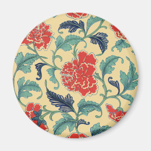 Antike Art Nouveau Chinesische Rote Blumige Chinoi Magnet