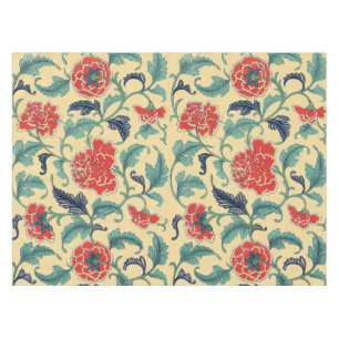 Antike Art Nouveau Chinesische Rote Blumige Chinoi Tischdecke
