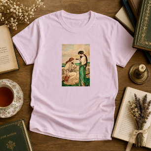 Antike Art Nouveau Frauen lesen am Meer T-Shirt