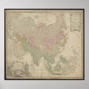 Antike Asienkarte 1744, Russland Poster