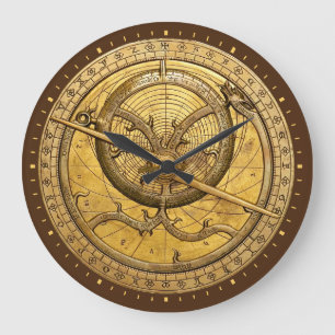 Antike Astrolabe-Uhr Große Wanduhr