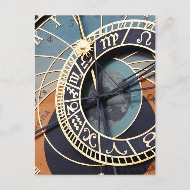 Antike Astrologie Zeit Stück Tschechische Uhr. Postkarte (Vorderseite)