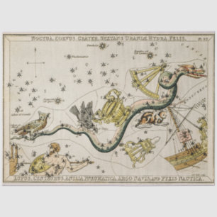 Antike astronomische Himmelskarte Seidenpapier